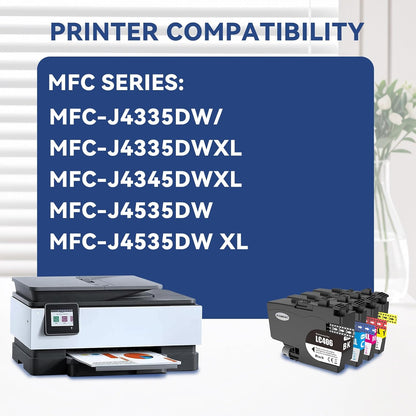 LC406 Ink Cartridges for Brother Printer Compatible with Brother MFC- J4335DW MFC-J5855DW MFC-J4535DW MFC-J6555DW MFC-J6955DW MFC-J5955DW Printer 4 Pack High Yields Black Cyan Magenta Yellow