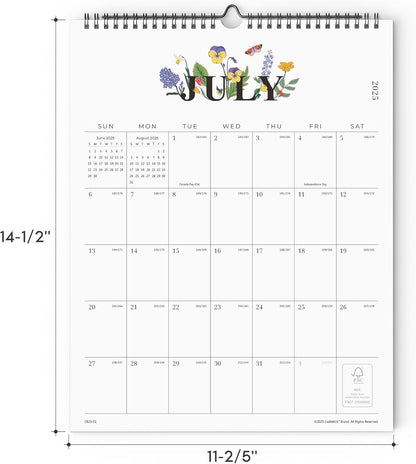 Calendar 2025-2026, Cabbrix Wall Calendar 2025-2026, Runs from July 2025 to December 2026,12 x 15 Inches, Twin-Wire Binding, Perfect for Organizing & Planning