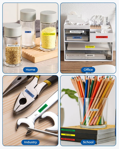 Unismar 6-Pack Compatible for Brother P Touch TZe-231 TZe TZ Label Tape 12mm 0.47 Laminated Colored for Ptouch PT-D210 D220 H110 D400 D410 Label Maker, White/Blue/Pink/Lime Green/Silver/Gold