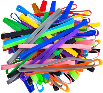 Coopay 60 Pieces Silicone Rubber Bands Colorful Elastic Wrapping Bands for Books, Art, Exercise, Crab Traps, Cooking, Wrapping, Heat, Cold, UV, Chemical Resistant (5.5 inch)