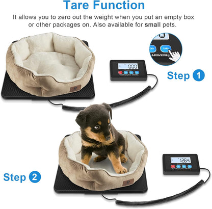 Fuzion Shipping Scale, 440LB x 10g High Accuracy Postal Scale, Hold/Tare Function, Digital Shipping Postal Scale for Packages, Postage, Luggage, Mailing, Battery & AC Adapter Included