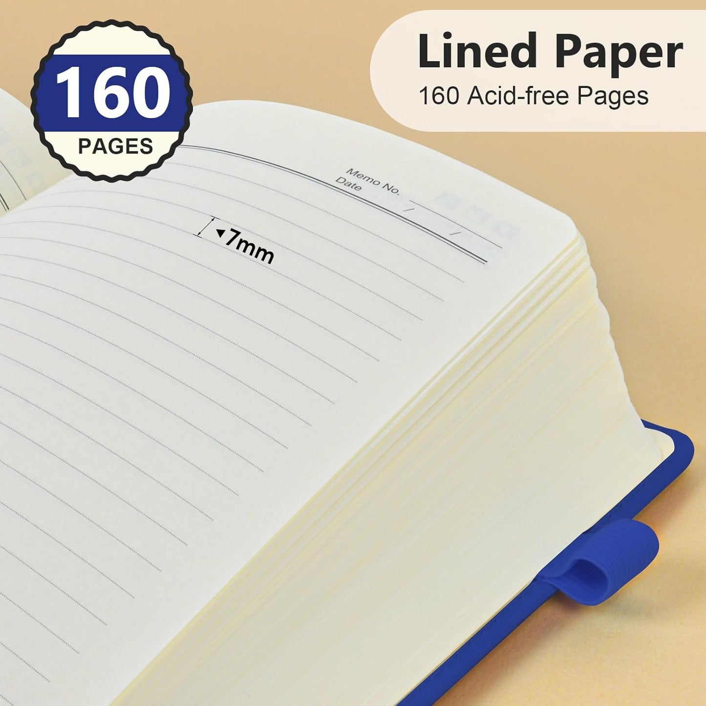 Lined Journal Notebook for Men & Women, 160 Pages College Ruled Journal for Writing, A5 Hardcover Leather Notebooks for Work, School, Business, Travel, Daily Diary 5.9" x 8.5" - Navy