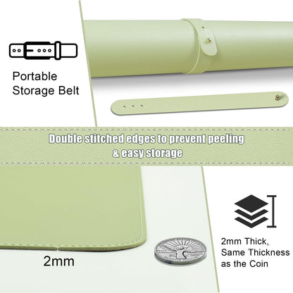 Large Desk Pad, 47.2'' x 23.6'', Office Desk Mat, Computer Mat for Desk, Leather Desk Pad Protector, Sewing Desk Blotter, Desktop Writing Pad for Office/Home/Decor Matcha