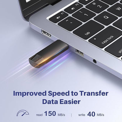 128GB USB C Flash Drive Dual USB 3.1 Flash Drive Type C + USB A Portable Type-C Flash Drive 2-in-1 USB-C Thumb Drive for Smartphone Tablet Computer Mac iPhone 15 Black