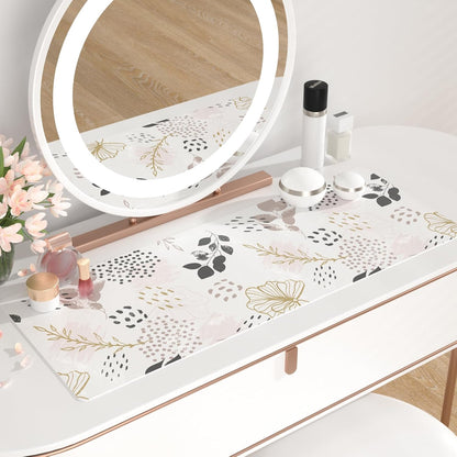 QIYI Large Mouse Pad for Desk, Cute Desk Mat for Desktop, Women Girls Office Décor Desk Accessories, PU Leather Waterproof Gaming Mousepad, Boho Botanical Desk Pad Computer Mat, 31.5" x 11.8"