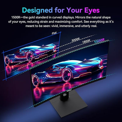 Curved 27 Inch Touchscreen Monitor, QHD 2K 2560x1440 85Hz Computer Monitor, 99% sRGB, Built-in Adaptive Sync, with Display Port HDMI, Eye Care, VESA