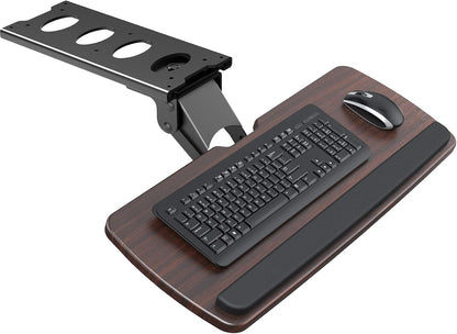 HUANUO Keyboard Tray Under Desk，360 Adjustable Ergonomic Sliding Keyboard & Mouse Tray, 25" W x 9.8" D, Brown