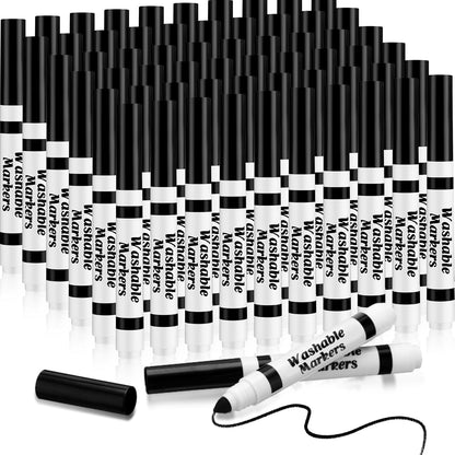 Janlaugh 60 Pcs Black Washable Markers Bulk Coloring Broad Line Markers for Kids Conical Tip Black Drawing Pens for Classroom Back to School Travel Art Baby Shower Gender Reveal Supplies, Ages 6+