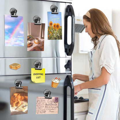 60 Pack Fridge Magnets Refrigerator Magnets, Black Magnetic Clips Whiteboard Magnets, Magnetic Clips Heavy Duty, Clips Magnet for Photo Displays, Home, Office, Classroom