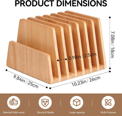KIRIGEN Desktop File Document Holder Stand 7 Slots Mail Paper Organizer Desk Sorter Holder for File Document Organizer Stand for Home Office Natural (7KWJJ-NA)