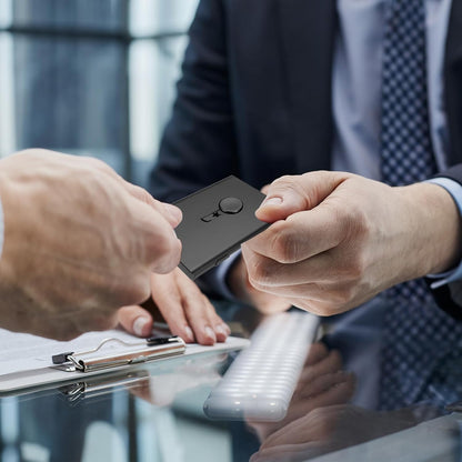 PATIKIL 2 Pcs Business Card Holder, Thumb Drive Business Card Holder Portable Business Card Holders Alloy Slide Out Card Case for Business Meeting, Red