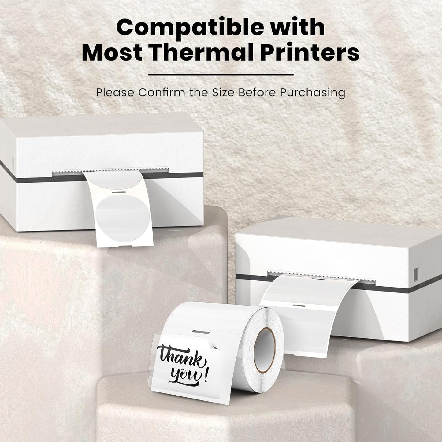 Transparent Thermal Labels 3 × 2 Inch Self Adhesive Printer Clear Stickers Vinyl Waterproof Roll Decals Rectangle Name Tag for Address Design DIY Logo Business 300 PCS