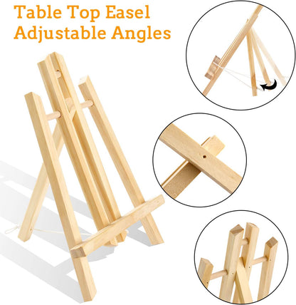 AROIC Wood Easels, Easel Stand for Painting Canvases, Art, and Crafts. (11.8 inch, 4 Pack), Tripod, Painting Party Easel, Kids Student Table School Desktop, Portable Canvas Photo Picture Sign Holder