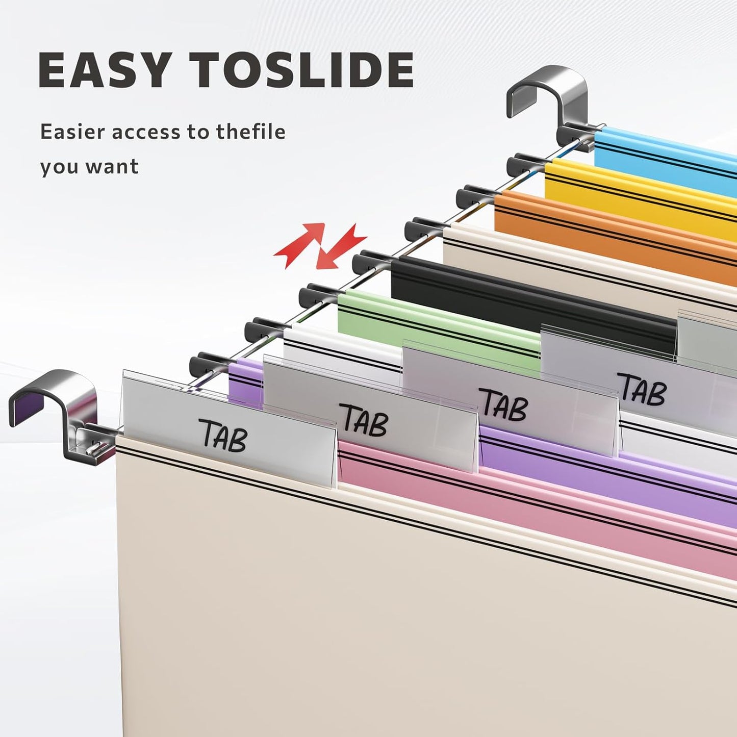 File Organizer Box with Lid - Set of 2 Portable Hanging File Box, Collapsible Linen Decorative Filing Storage Boxes for Office & Home File Cabinet (White 14 x 9.3 x 10.9 inch)