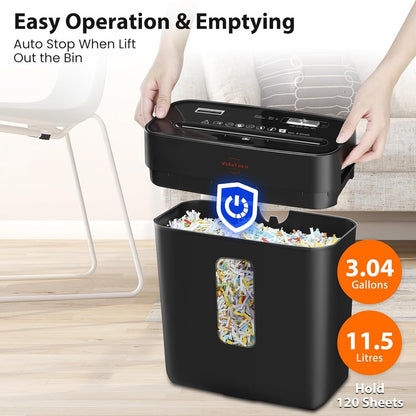 Shredder for Home Use 8-Sheet Cross-Cut Paper Shredder with P-4 Higher Security,Shred Card/Clip/Staple,Small Document Shredding Machine for Home Office Heavy Duty with Jam Proof,3.04-Gal Bin