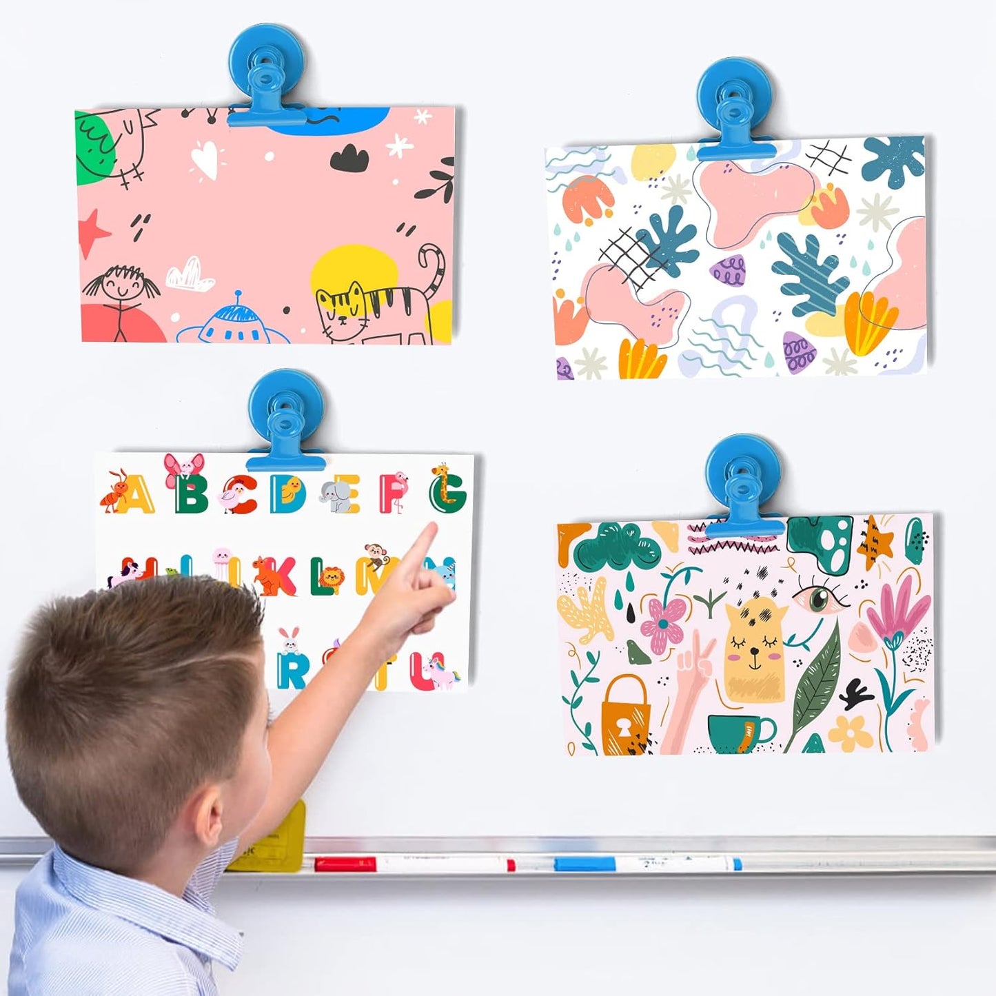 VNDUEEY 20 Pack Magnetic Paper Clip Dispenser Holder, Paperclip Dispenser for Desk, School, Office, Fridge Magnets Refrigerator Magnets, Magnet Clips for Whiteboard Locker (Blue) ﻿