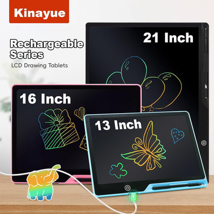 LCD Writing Tablet for Kids, Rechargeable 21 Inch Doodle Board,Easter Basket Stuffers,Preschool Learning Toys Christmas Birthday Gift 3 4 5 6 7 Year Old Girls Boys (Black)