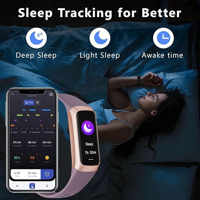 Fitness Tracker with 24/7 Blood Oxygen Heart Rate and Sleep Monitor,IP68 Waterproof,1.10''AMOLED Touch Color Screen,Step Counter Health Activity Trackers for Women Men (Bordeaux)