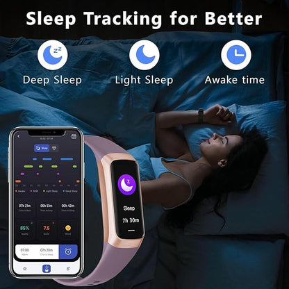Fitness Tracker with 24/7 Blood Oxygen Heart Rate and Sleep Monitor,IP68 Waterproof,1.10''AMOLED Touch Color Screen,Step Counter Health Activity Trackers for Women Men (Bordeaux)