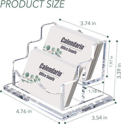 Acrylic Business Card Holder for Desk, Clear Business Name Card Display Card Organizer, Morden Desk Accessory Supply for Office, Horizontal, 2-Slot