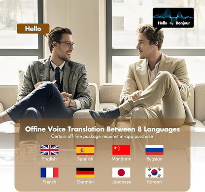 AI Translator Earbuds Real-Time Translation Earbuds 180 Languages and Accents Two-Way Translation Device for Travel Business and Learning Compatible with iOS and Android Electroplated Black