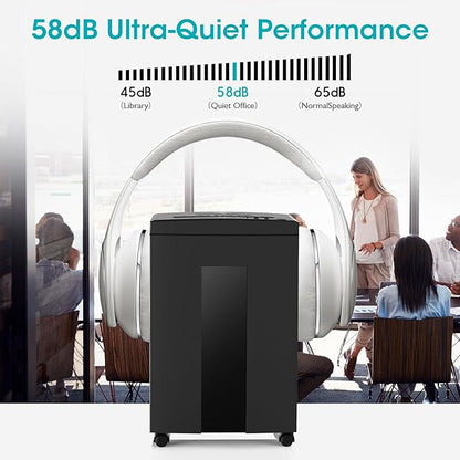 Wolverine 18-Sheet 60 Mins Running Time Cross Cut High Security Level P-4 Heavy Duty Paper/CD/Card Ultra Quiet Shredder for Home Office with 22-Litre Pullout Waste Bin SD9113(Black)