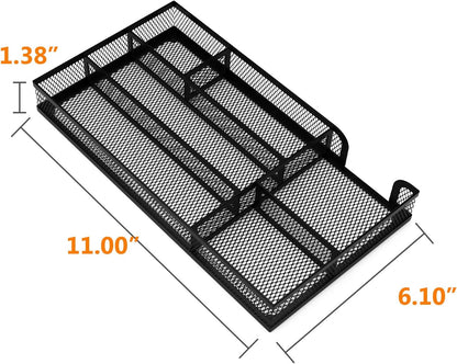 Desk Drawer Organizer, Small Metal Mesh Drawer Organizer Tray, Office Pencil Drawer Organizer Accessories for Desktop, Bathroom, Kitchen, Makeup, Vanity