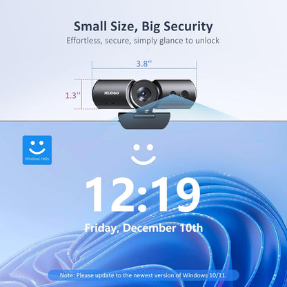NexiGo HelloCam Pro, Webcam with Windows Hello, 1080P 60FPS Autofocus, True Privacy, Automatic Electronic Shutter, Computer Camera, Microphone, Facial Enhancement, HD USB Web Cam