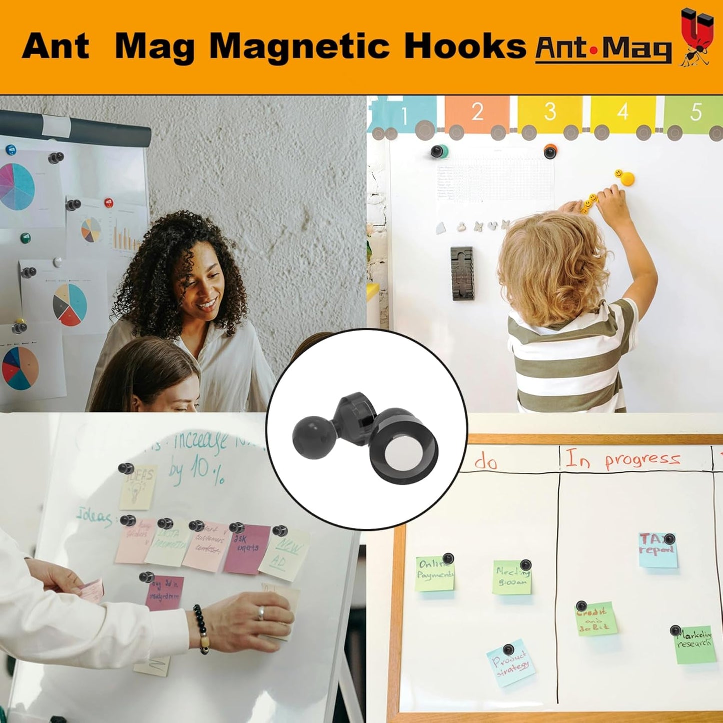 Ant Mag Magnetic Push Pins 48pcs Strong Whtieboard Pins Magnets Perfect Use for Map Fridge Kitchen Home Office Classroom