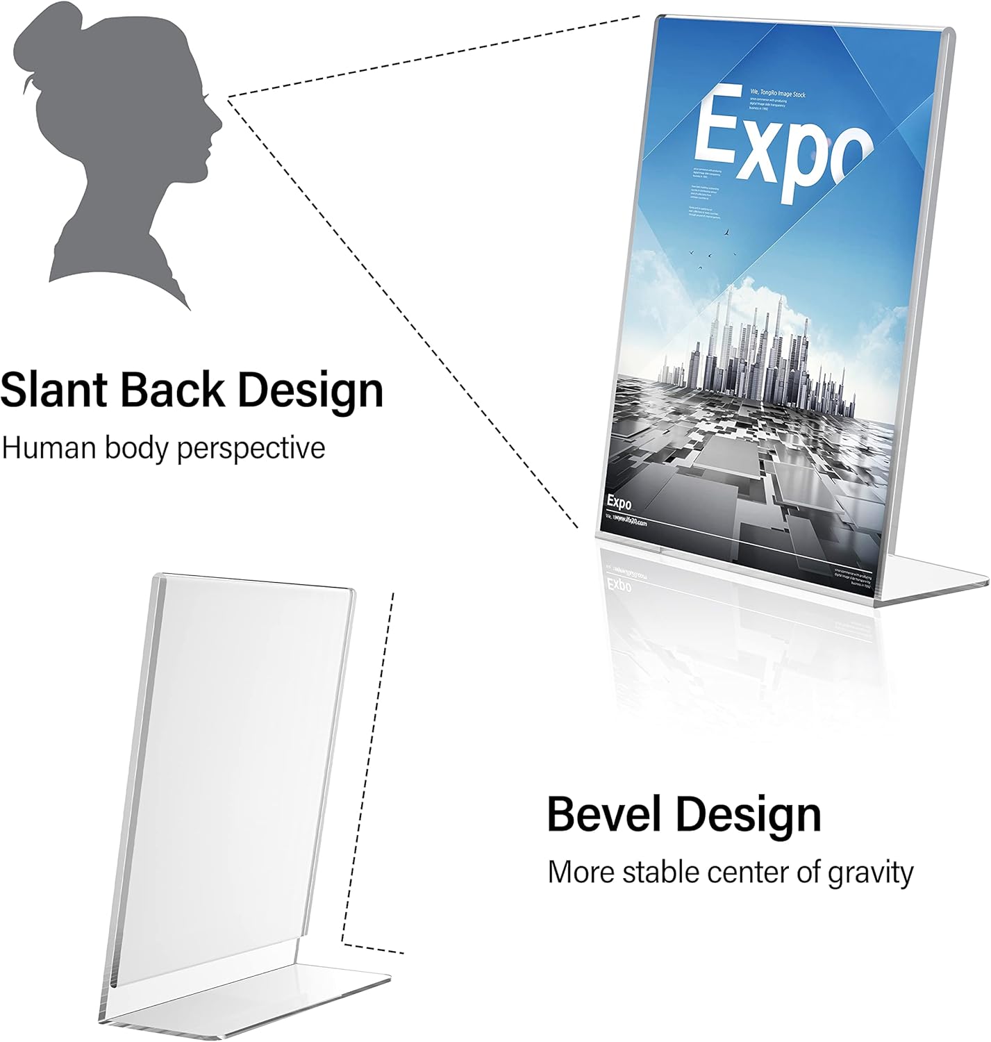 Relx Acrylic Sign Holder 8.5 x 11, Slant Back Display Stand, Clear Frames Plastic Sign Holder for Store, Restaurant (24 Pack)