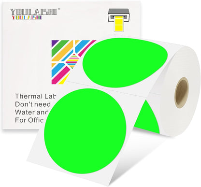 3 X 3 Inch Color Coding Dot Labels Circle Thermal Printable Waterproof 500 Pcs Round Stickers Adhesive Writable for Office, Home, Garage, DIY Sticker, Barcodes, Name Tag, Fluorescent Green