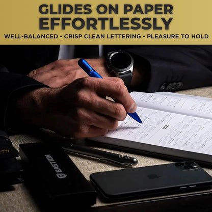 BASTION® Luxury Slim Bolt Action Pen, Lightweight Aluminum EDC Pen with Fine Tip, Professional Ballpoint Pen for School and Work - Blue