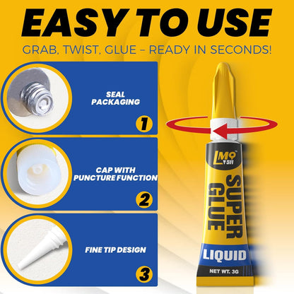 Super Glue 24x3g Liquid CA Glue, Clear Cyanoacrylate Adhesive Single Use for Shoe Sole Repair Ceramic Plastic Model Metal Wood Aquarium Leather Pottery Glass, Food Safe Strong and Instant Bonding