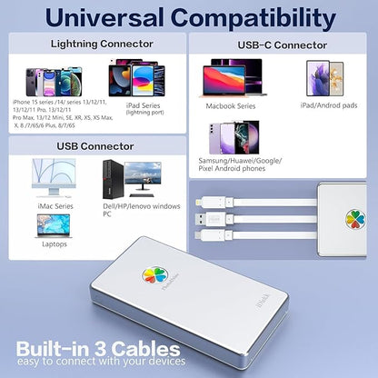 iDiskk App-le Certified 1TB External Hard Drive for iPhone 15/16, iPad & MacBook Backup Photos, Videos, Music & Docs Compatible with iOS & Android Portable Storage for All Your Digital Files