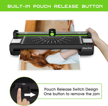 Laminator Machine for A3/A4/A6, Thermal Laminating Machine for Home Office School Use with 50 Pouches, Paper Trimmer and Corner Rounder (Green)