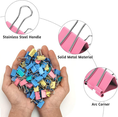120 Pack Binder Clips 0.75 Inch, Small Paper Clamps, Assorted Color Mini Clips for Office Supplies, Home, School and Business