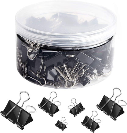 SANNIX 100 PCS Binder Clips Assorted Sizes, X Large, Large, Medium, Small, Mini and Micro, Binder Clips Paper Clamps for Office Home School