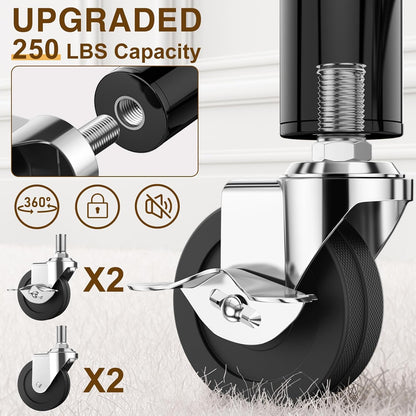 Heavy Duty Clothes Rack Load 520LBS, Adjustable Rolling Clothing Rack with Sturdy Wheel, Metal Industrial Closet Garment Racks for Hanging Clothes Coat, Portable for Bedroom, Laundry Living Room