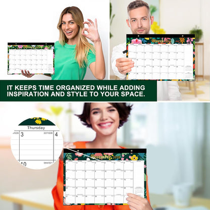 Lbylyhxc Desk Calendar 2026-2027, 18-Month School Year Calendar 2026-2027, January 2026 to June 2027, Large Desktop Calendar Monthly for Teacher with Corner Protectors 17" X 12" (Cute Flower Desk Calendar, 17x12 inches)