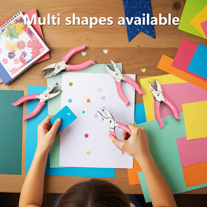 5pc Mini Shaped Hole Punch:Worklion Hand Paper Puncher Easy to Get Star Hole Punch,Heart Hole Punch,Round Hole Puncher(1/4", 1/8", 1/16") on Paper Crafts,Cards for Kids or DIY Crafters