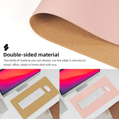 AFIING Dual-Sided Desk Pad, Natural Cork & PU Leather, Desk Mat Protector Non-Slip, Waterproof, Easy Clean,Large Mouse mats for Office and Home Work(Pink, 31.5"x17")