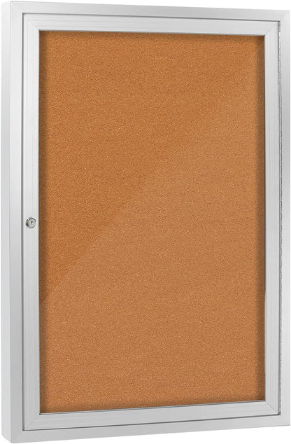 Enclosed Bulletin Board with Locking Door, Outdoor Bulletin Board Weatherproof, Lockable Display Case for Home, Office, and Community Use(23.6“L x 35.4" W Cork)
