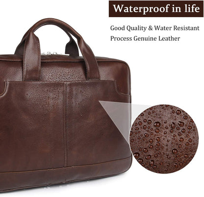 Augus Leather Laptop Briefcase for Men,Waterproof Travel Messenger Duffle Bags 15.6 Inch Laptop Bag