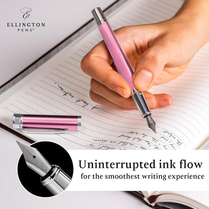 Luxury Fountain Pen Set- Fountain Pens for Writing - Smooth Fine Nib - Includes Refillable Ink Converter, 3 Ink Cartridges [Black & Blue], Gift Box - Elegant Calligraphy