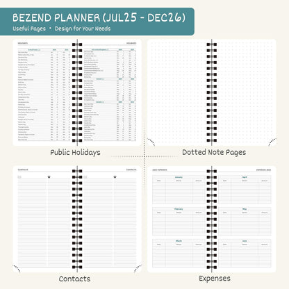 BEZEND Pocket Planner 2025-2026 Weekly and Monthly, 3.5" x 6" Academic Planner (Jul 25-Dec 26) 18-Month Mid-Year Calendar Book, Storage Pocket, Pen Holder, PU Leather Softcover, Spiral - Orange
