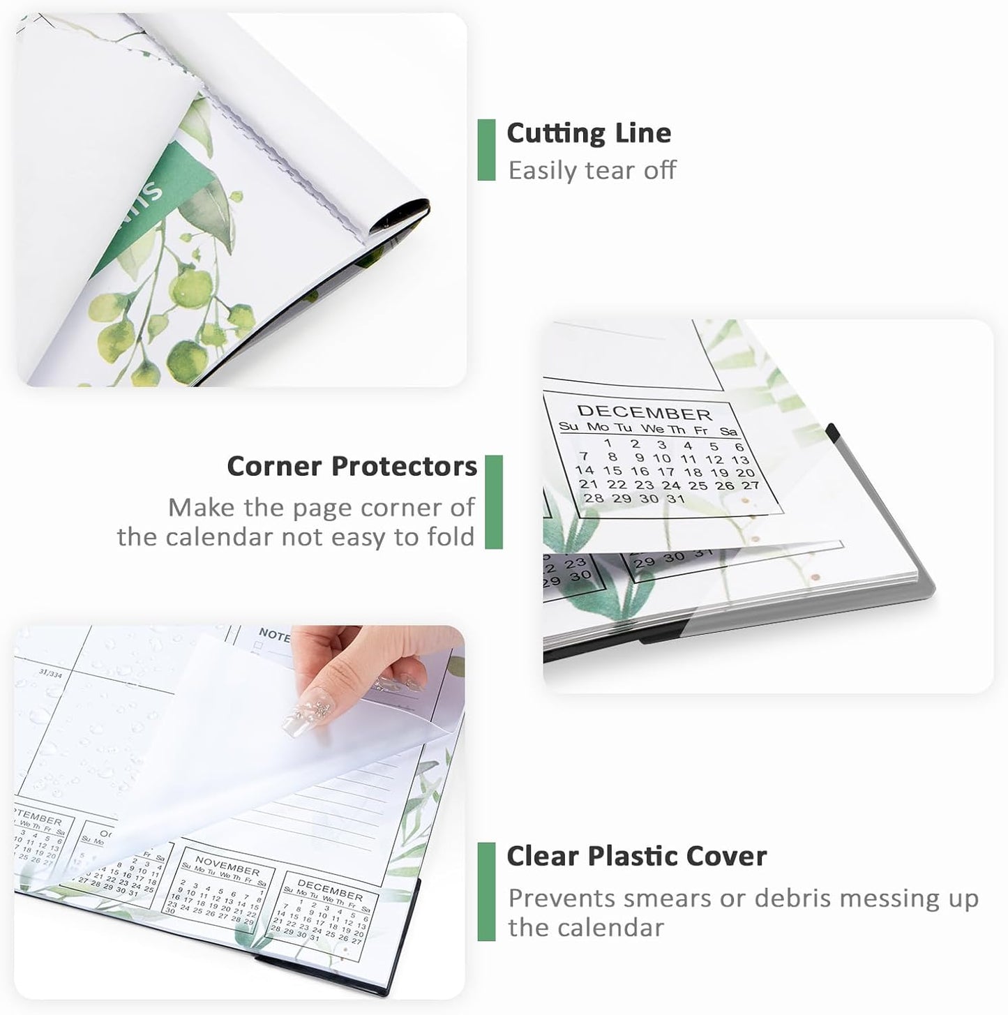Ospelelf Desk Calendar 2025-2026 Large 22"x17" Monthly Planner Pad with Plastic Cover 18 Months Green Leaves