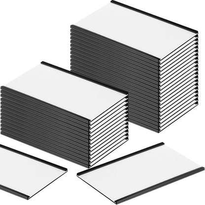 Glenmal 50 Pieces C Channel Magnetic Label Holders Set 3 x 5 Inch Magnet Shelf Label Holder with Protective Films and Replacement Strips for Metal Racks Whiteboard Name Tags