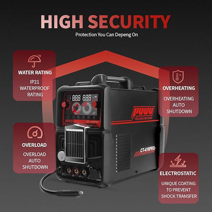 Plasma Cutter Welder Combo Gas MIG/Gasless MIG/Lift TIG/Stick/CUT 5 in 1 Aluminum Welding Machine with 110V/220V Dual Voltage Multi Process Welder