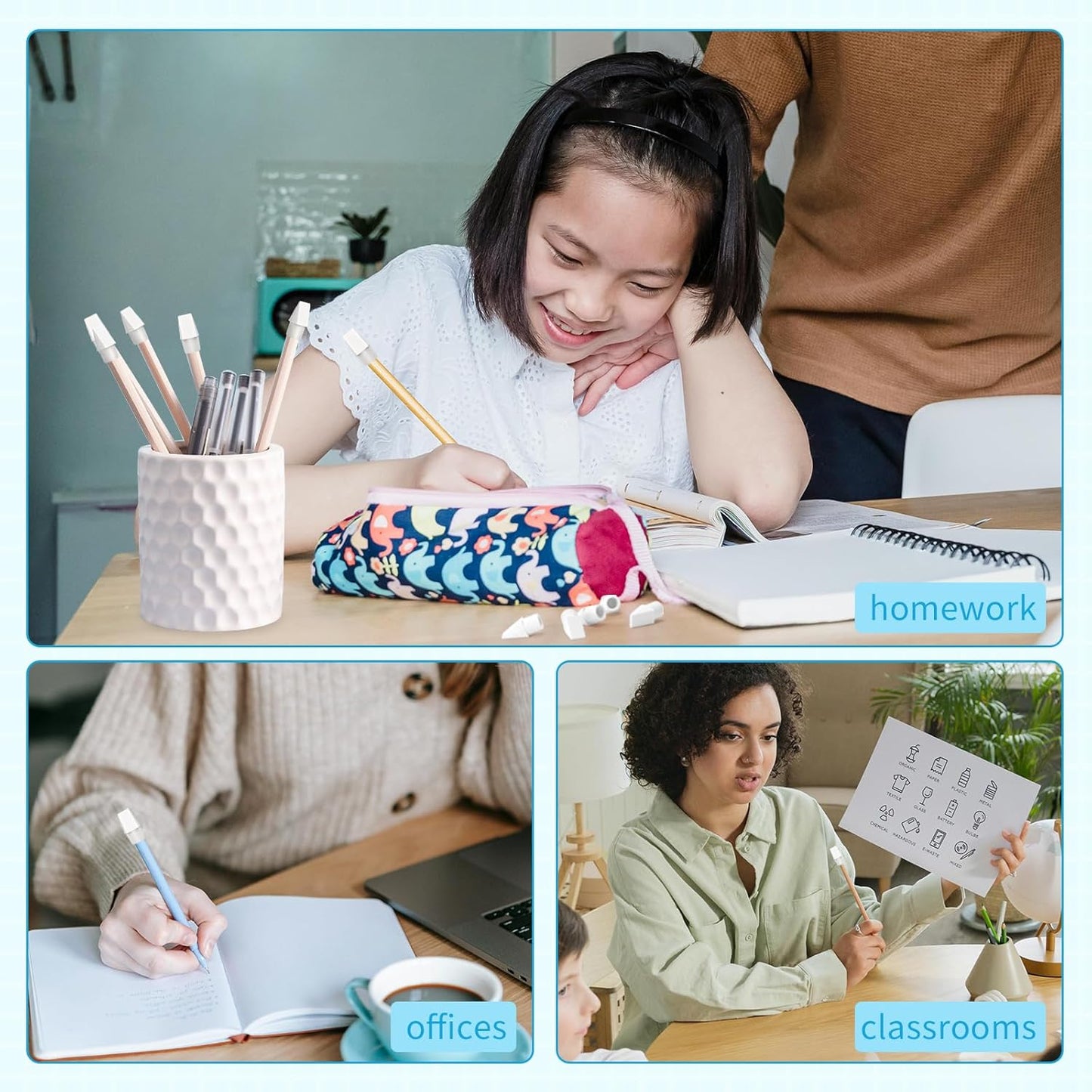 PRALB 400PCS White Pencil Top Eraser, Cap Erasers Toppers for Pencils, Pencil Eraser Caps for School Supplies, Classroom, Office, Party Favors & Games Prizes