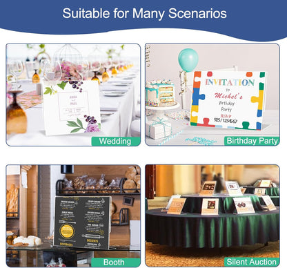 Slanted Back Acrylic Sign Holder 5 x 7 Horizontal, Clear Tabletop Acrylic Stands for Display 7 x 5, Plastic Paper Sign Holder for Office, Home, Restaurant (6 Pack 7x5 Inches)